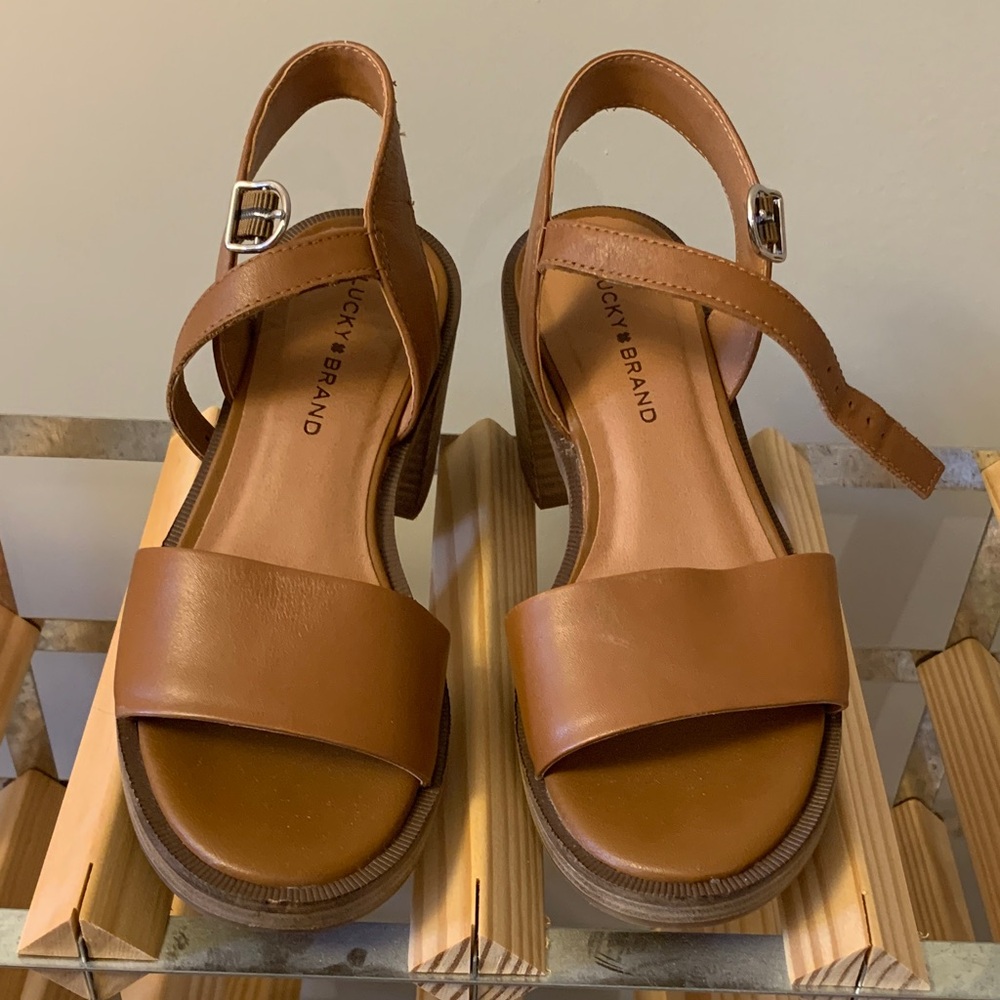 Lucky Brand Women's Brown Leather Slingback Sandals